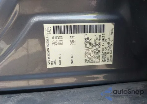 2020 Nissan Maxima Sv Xtronic Cvt from USA, damaged, VIN 1N4AA6CV3LC378625